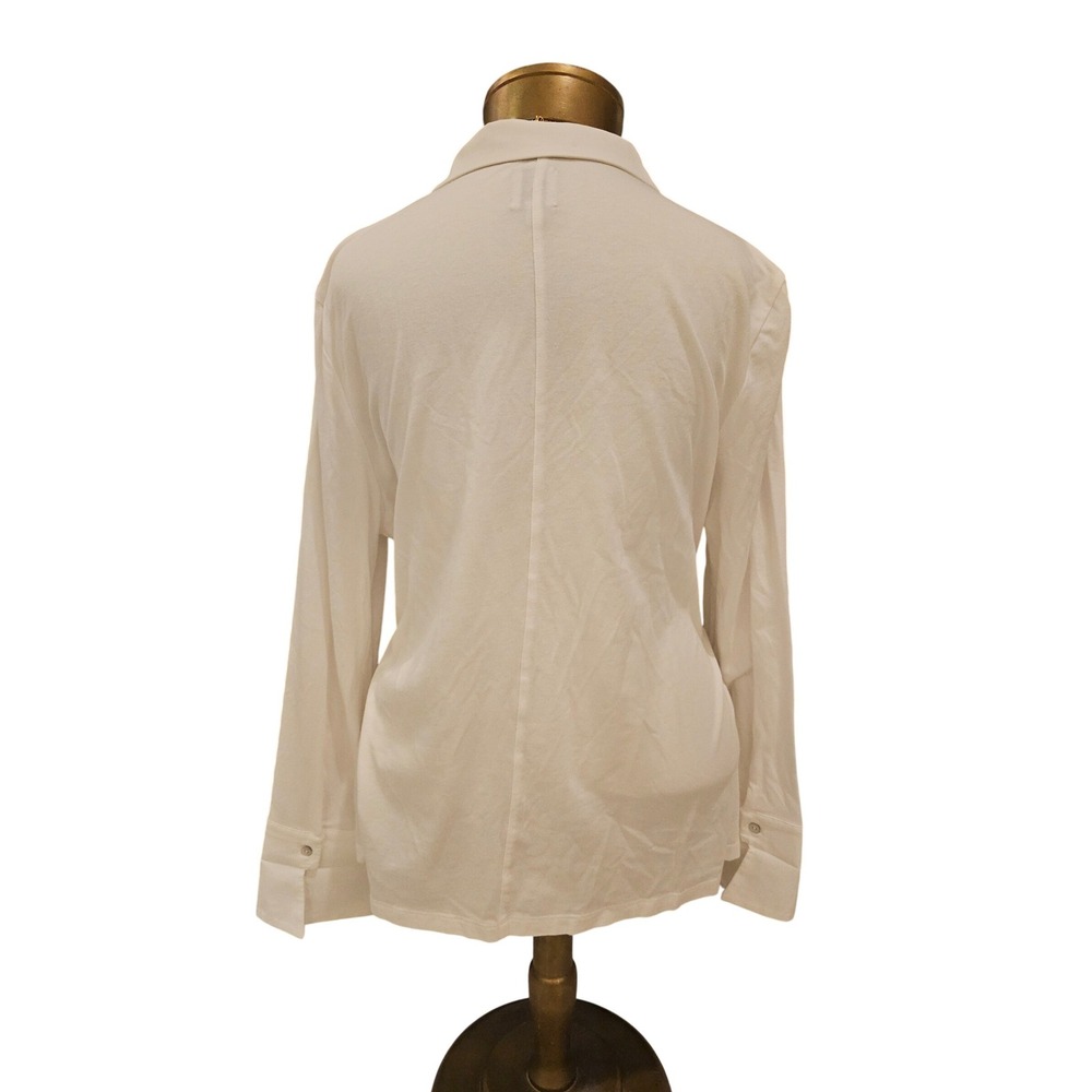 NIC+ZOE White Button Down Shirt Long Sleeve Cotton Modal Blend Women's Size L - Picture 2 of 8